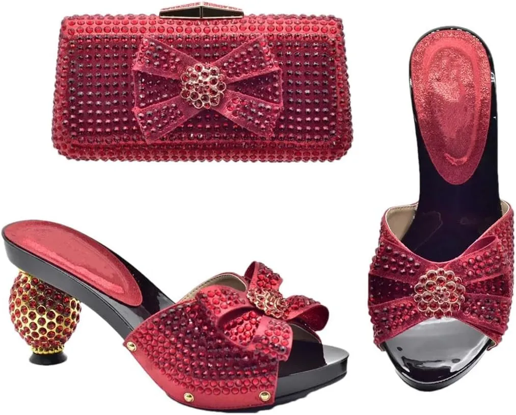 Premium Dual Wear Bridal Combo African Crystal Heels Convertible Evening Bag Set
