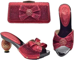 Premium Dual Wear Bridal Combo African Crystal Heels Convertible Evening Bag Set