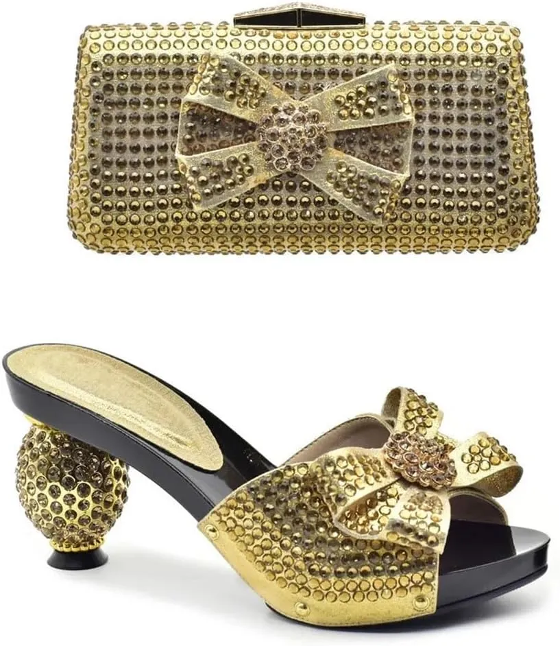 Premium Dual Wear Bridal Combo African Crystal Heels Convertible Evening Bag Set