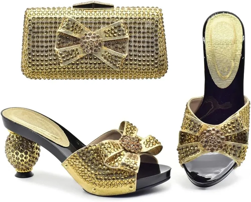Premium Dual Wear Bridal Combo African Crystal Heels Convertible Evening Bag Set