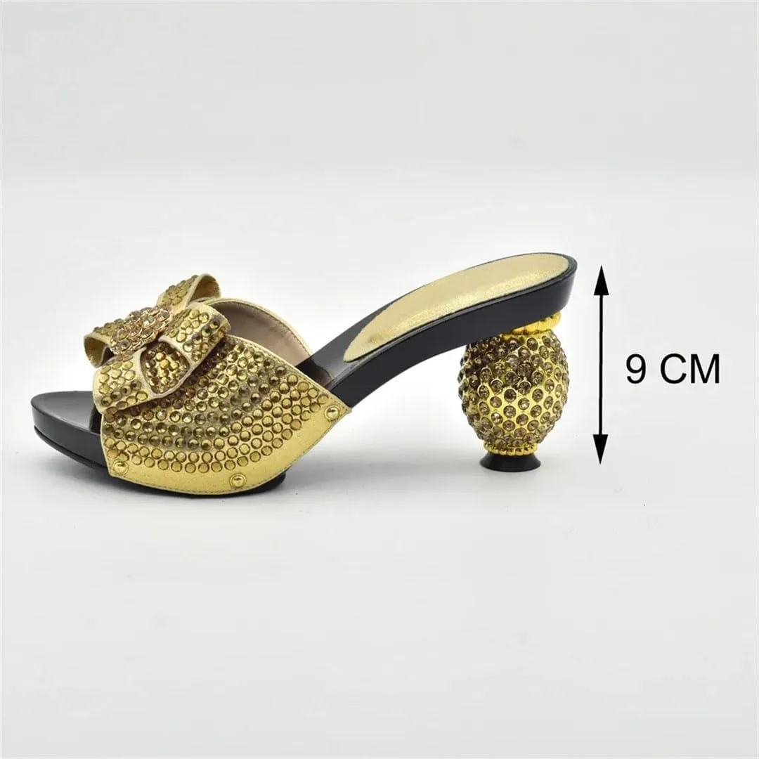 Premium Dual Wear Bridal Combo African Crystal Heels Convertible Evening Bag Set
