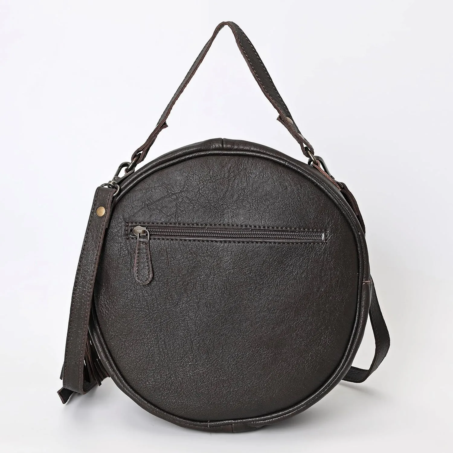 Premium Handtooled Leather Round Western Crossbody Bag Purses For Women