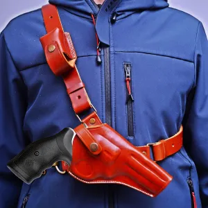 Premium Leather Chest Holster fits Colt King Cobra or Colt Python, Handcrafted, Mag Pouch, Right Handed, PulsarHolster