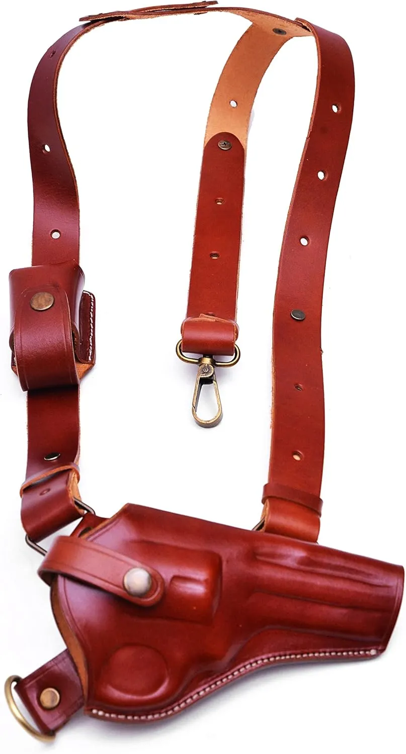 Premium Leather Chest Holster fits Colt King Cobra or Colt Python, Handcrafted, Mag Pouch, Right Handed, PulsarHolster