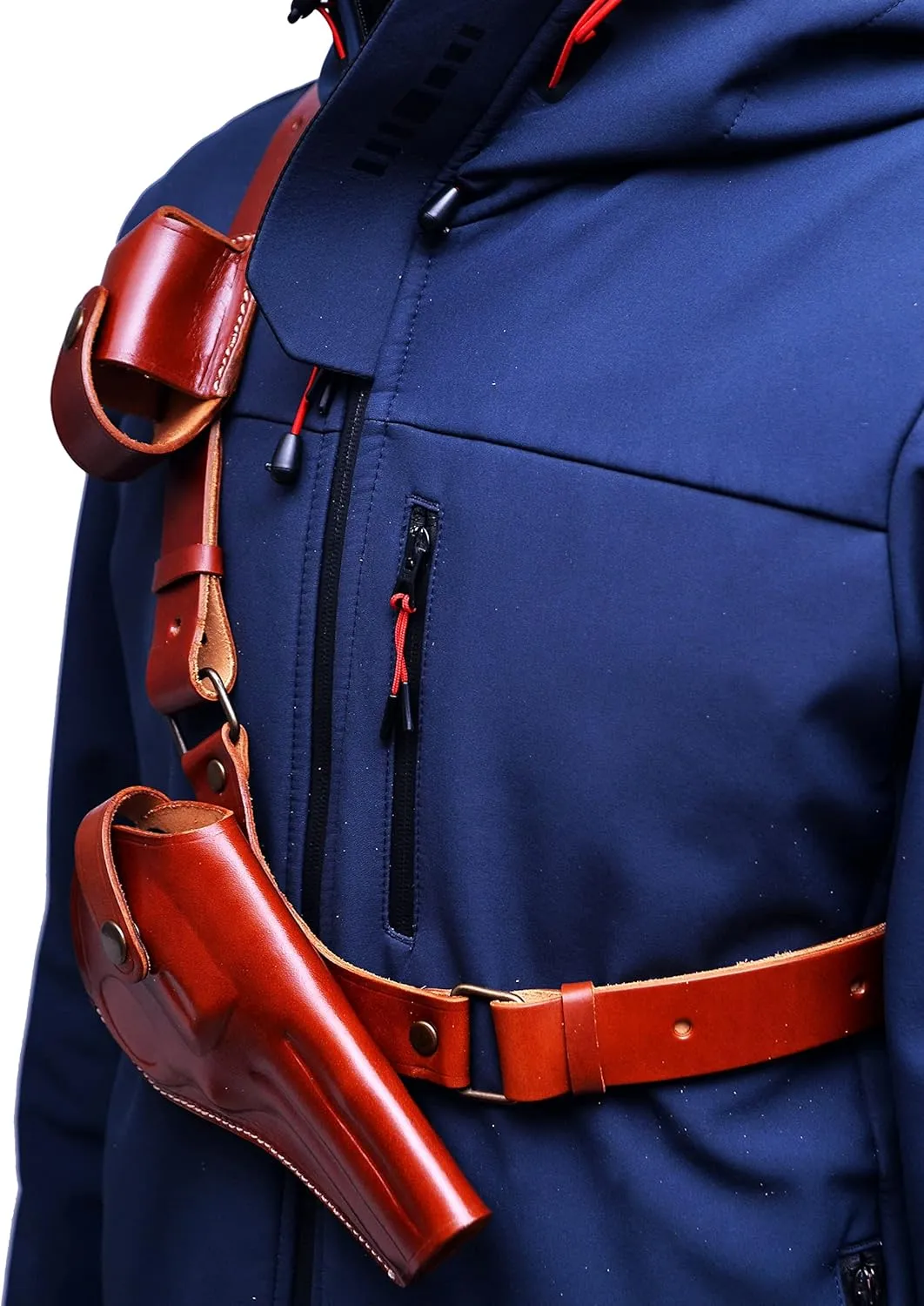 Premium Leather Chest Holster fits Colt King Cobra or Colt Python, Handcrafted, Mag Pouch, Right Handed, PulsarHolster