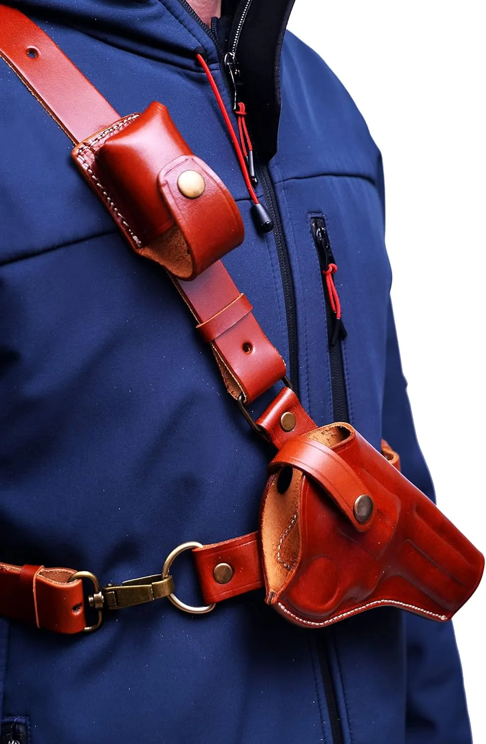 Premium Leather Chest Holster fits Colt King Cobra or Colt Python, Handcrafted, Mag Pouch, Right Handed, PulsarHolster