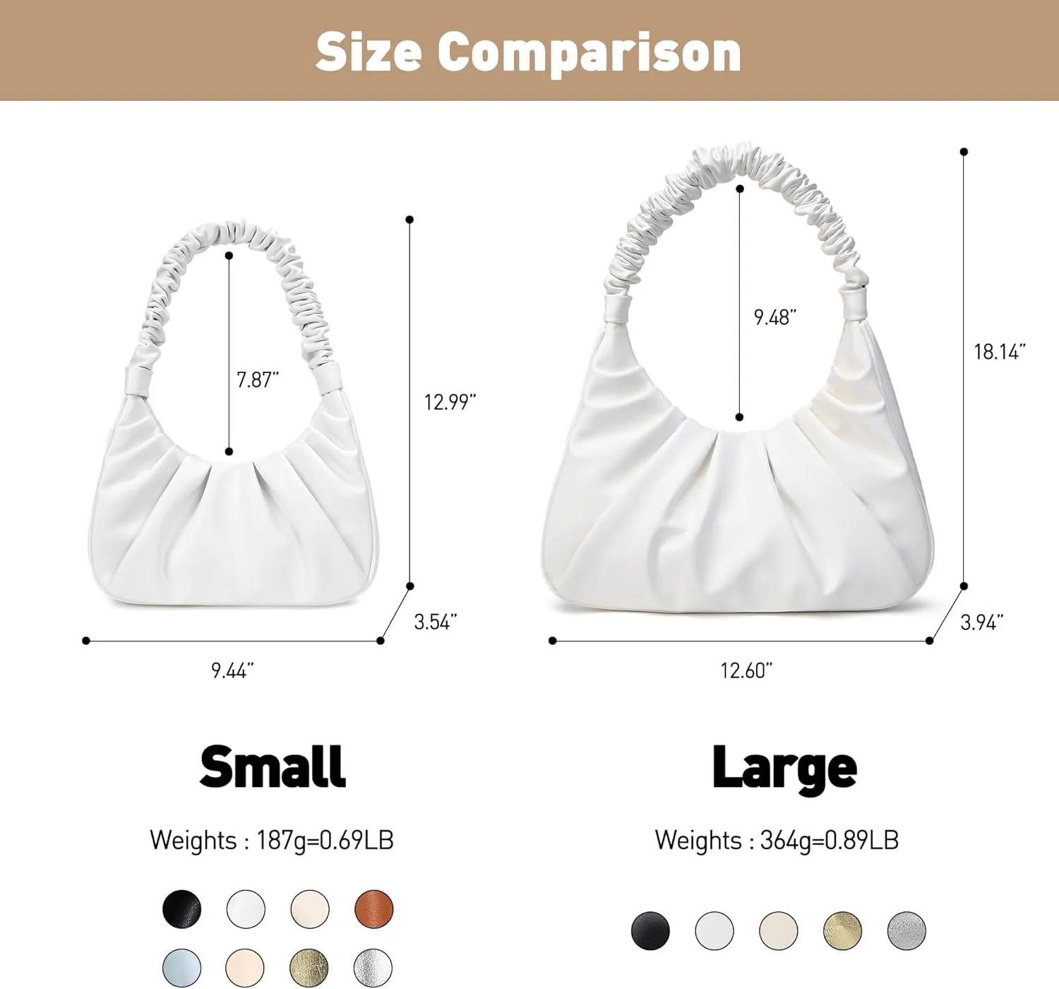 PS PETITE SIMONE Shoulder Handbag for Women Fashion Ruched Shoulder Hand Purse Sofii Clutch Hobo Bag Trendy Purse for Lady