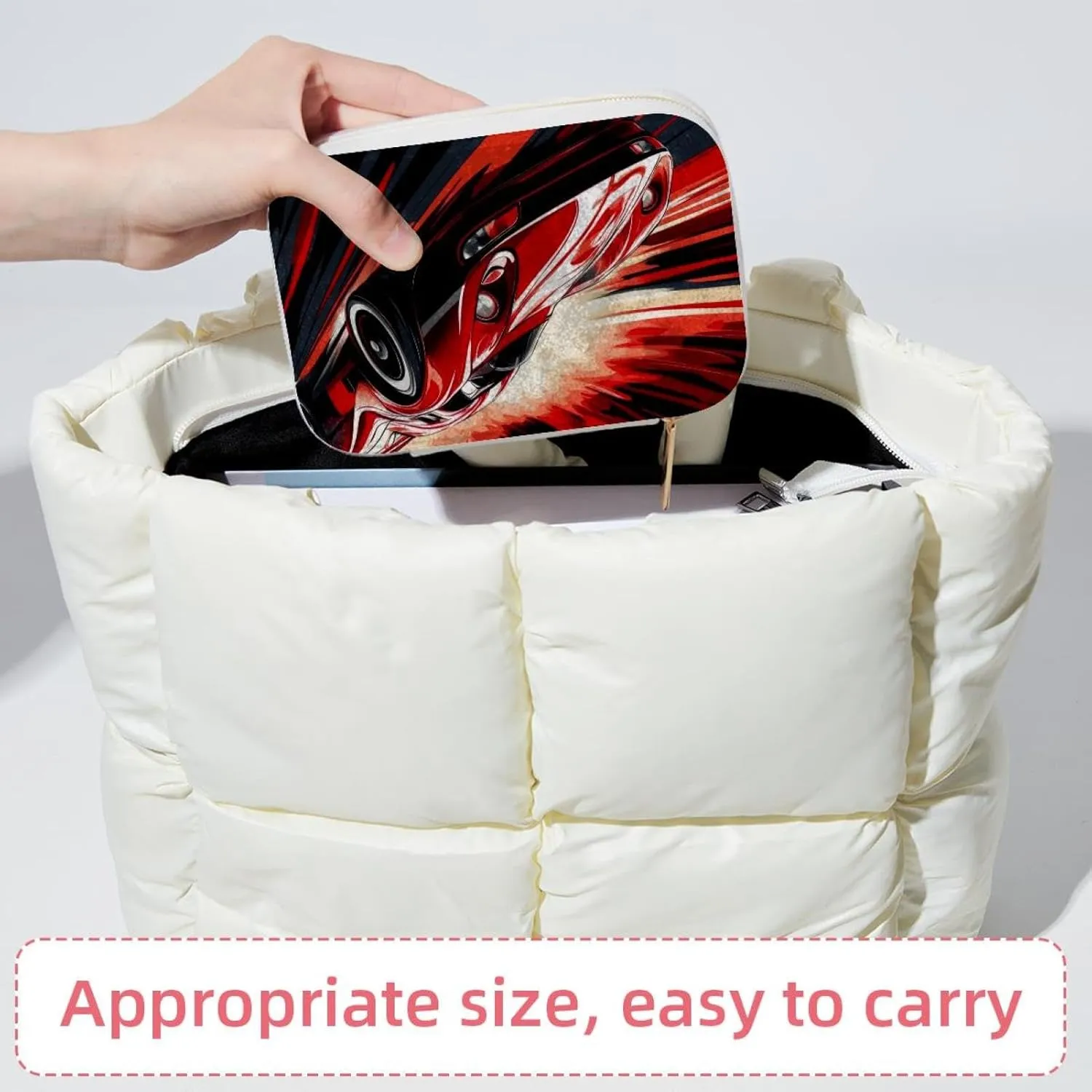 PU Leather Jewelry Box, Portable Organizer for Women Girls, Travel Case Display Storage Holder for Rings Earrings Necklaces - Cool Racer Speedway Race Car