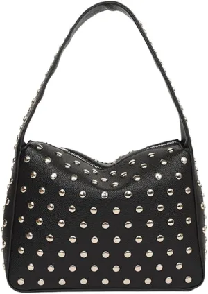 Punk Styles Studded Shoulder Bag PU Leather Small Handbag for Women Streetwear Fashion Motorcycle Retro Underarm Purse