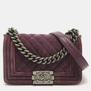 Purple Velvet Small Boy Bag