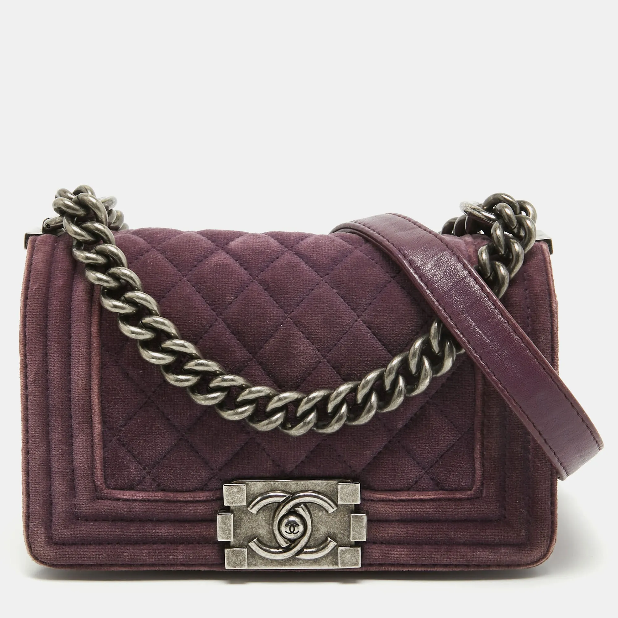 Purple Velvet Small Boy Bag