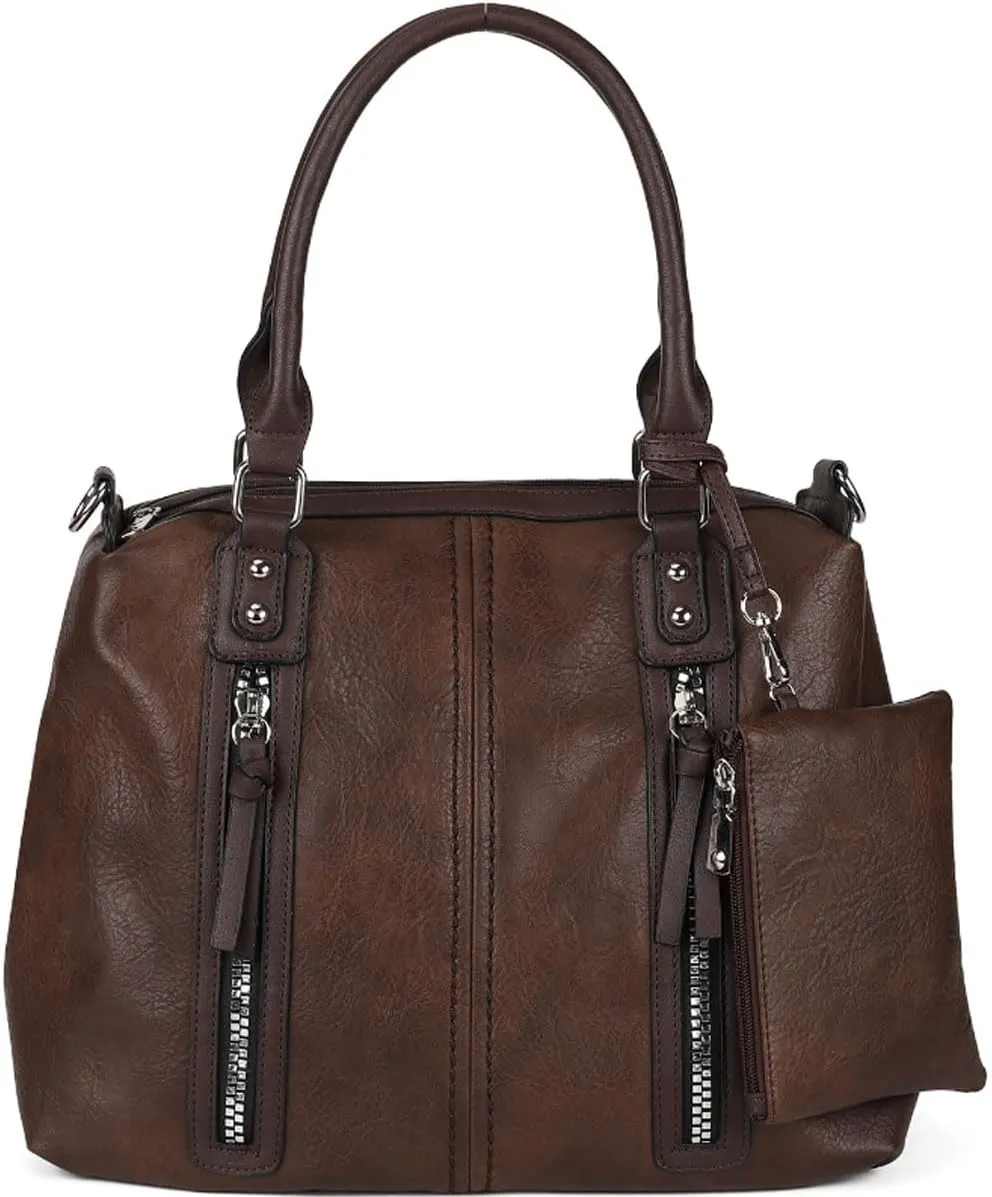 Purses and Handbags for Women PU Leather Fashion Tote Bag Large Shoulder Bag Top Handle Satchel Purse Set 2pcs