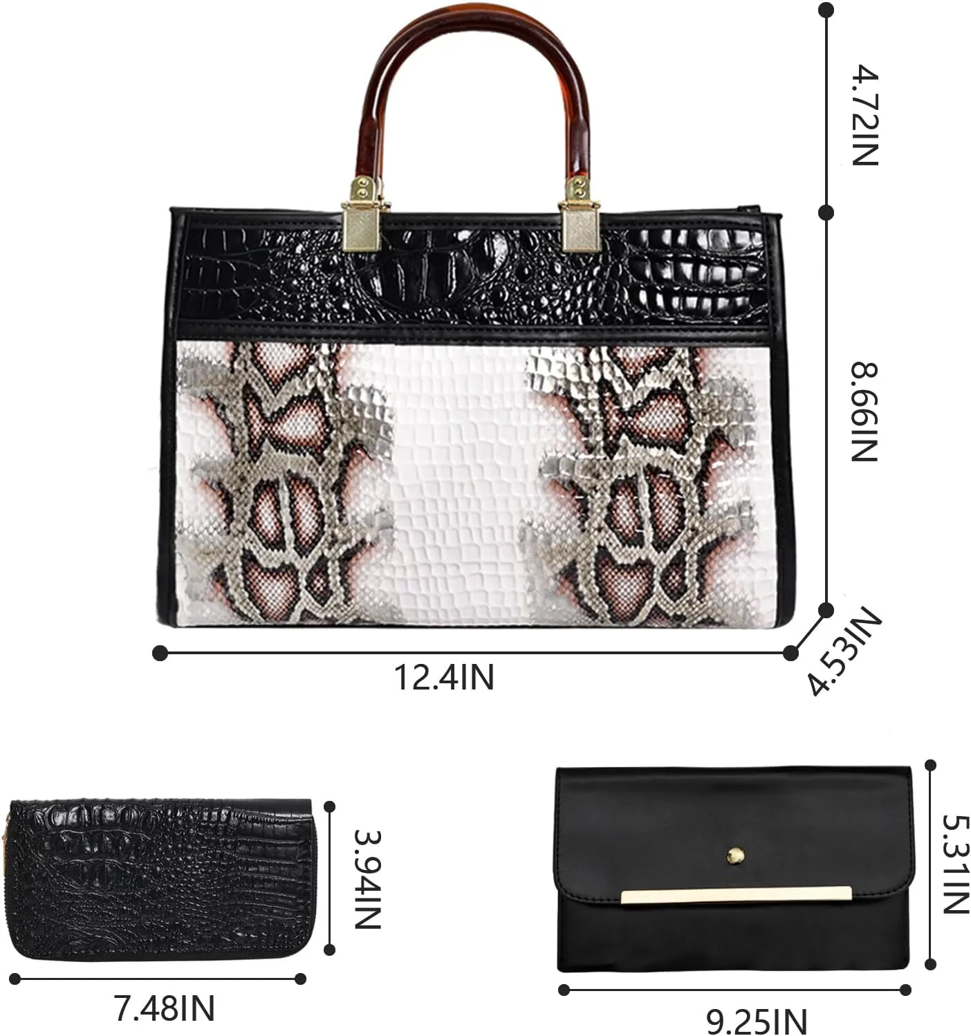 Purses for Women Faux Leather Medium Small Tote Satchel Shoulder Purse Ladies Handbag Wallet set 3pcs