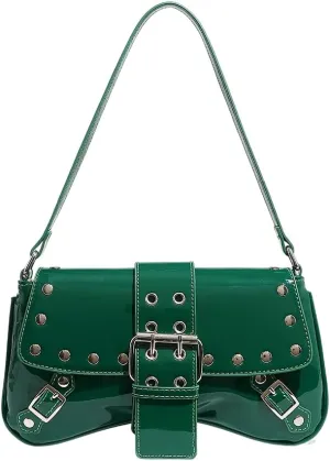 Purses for Women PU Leather Rivet Punk Hobo Purse Shoulder Bag Cute Studded Purse Womens Small Goth Bag