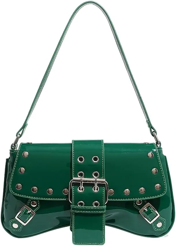 Purses for Women PU Leather Rivet Punk Hobo Purse Shoulder Bag Cute Studded Purse Womens Small Goth Bag