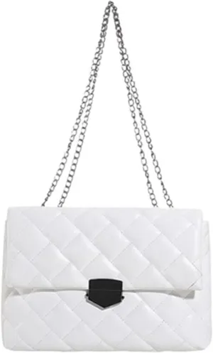 Quilted Crossbody Bag Vegan Faux Leather Trendy Shoulder Purses with Chain Strap Stylish Clutch Purse for Women Ladies