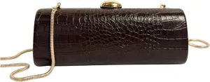 QWINEE Evening Clutch Purses for Women PU Leather Magnet Crocodile Embossed Shoulder Handbag Elegant Crossbody Bag with Chain