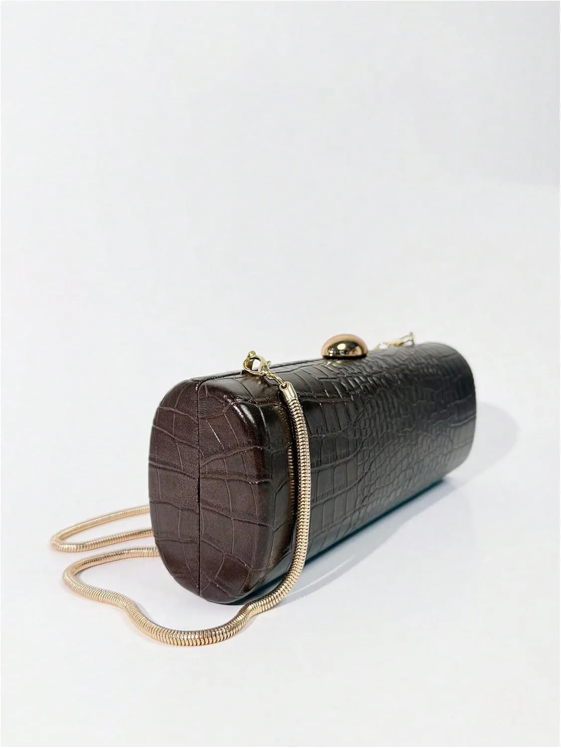 QWINEE Evening Clutch Purses for Women PU Leather Magnet Crocodile Embossed Shoulder Handbag Elegant Crossbody Bag with Chain