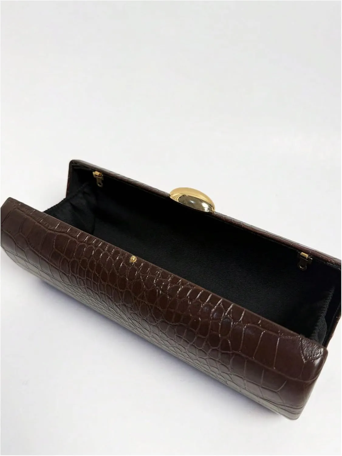 QWINEE Evening Clutch Purses for Women PU Leather Magnet Crocodile Embossed Shoulder Handbag Elegant Crossbody Bag with Chain