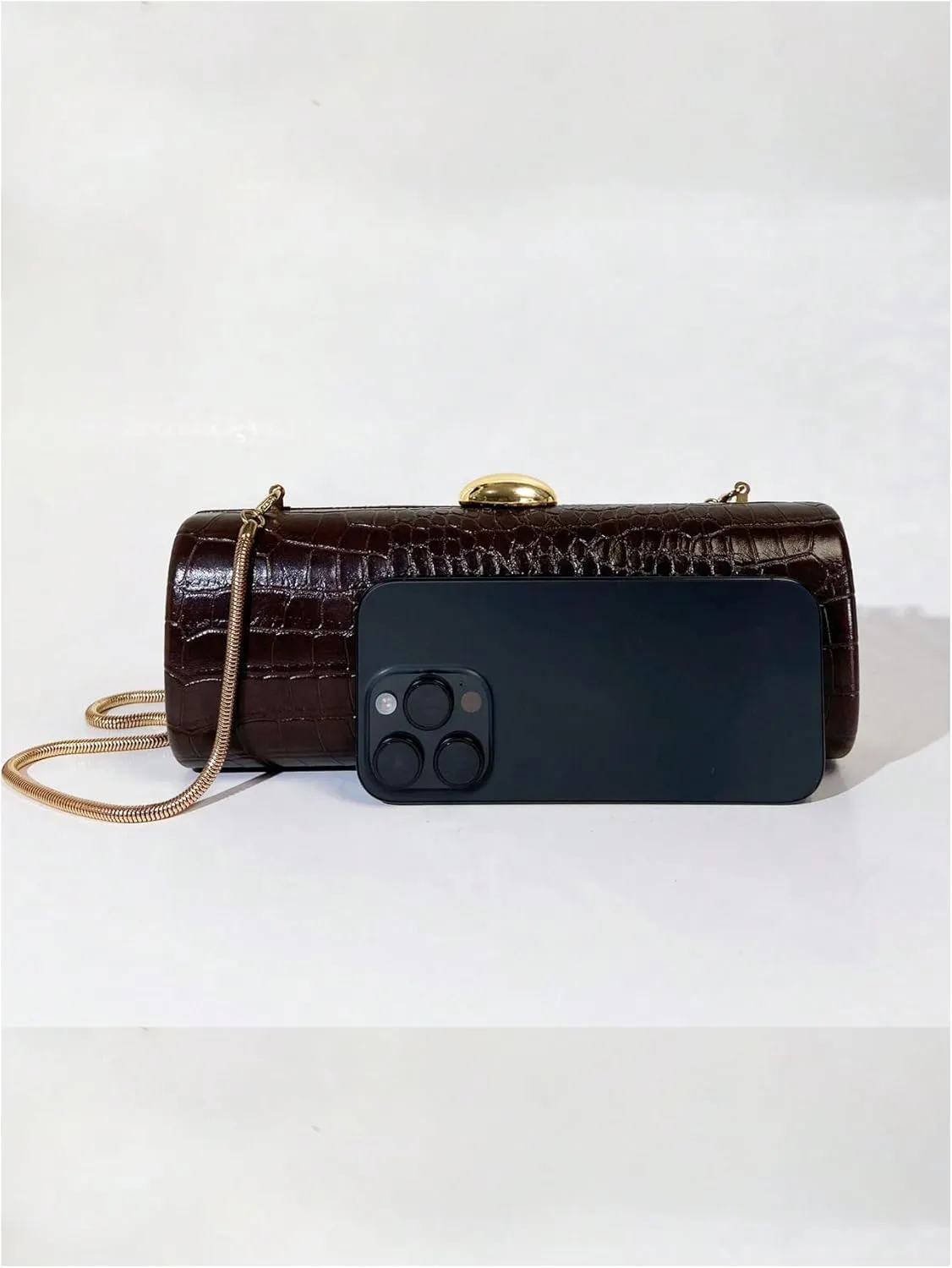 QWINEE Evening Clutch Purses for Women PU Leather Magnet Crocodile Embossed Shoulder Handbag Elegant Crossbody Bag with Chain