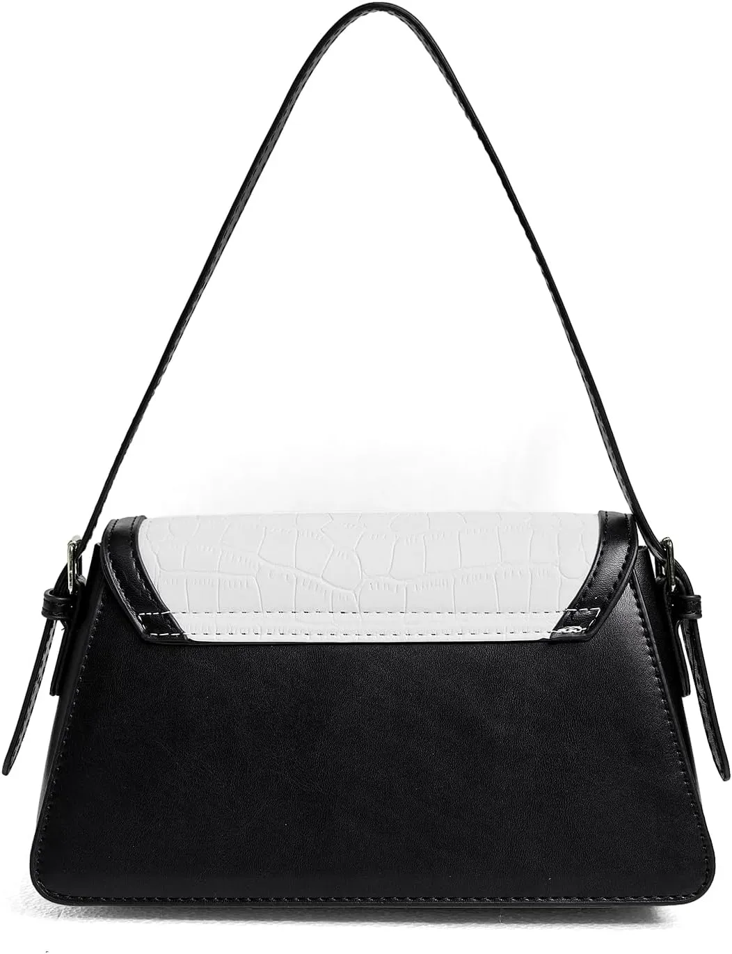 QWINEE Women's Crocodile Embossed Flap Bag Colorblock Shoulder Handbag Contrast Binding Clutch Purse