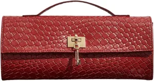 QWINEE Women's Crocodile Embossed Handbag Vintage Elegant Satchel Handbag PU Leather Evening Clutch Purses