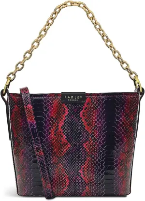 RADLEY London Petticoat Hill Faux Python Women’s Small Leather Shoulder Bag, Cassis