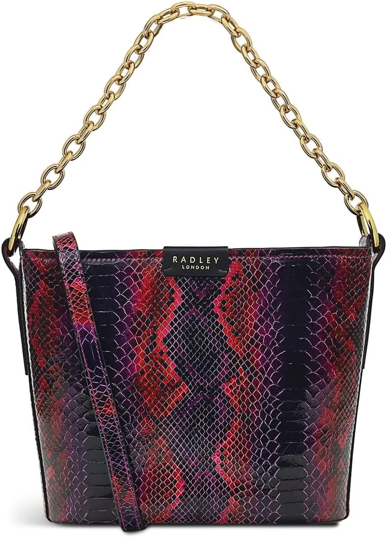 RADLEY London Petticoat Hill Faux Python Women’s Small Leather Shoulder Bag, Cassis