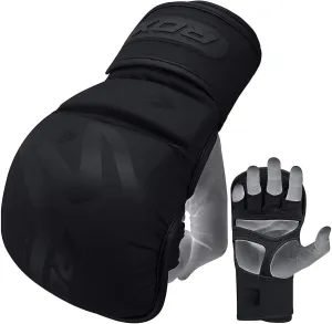 RDX MMA Hybrid Sparring Gloves, Maya Hide Leather, Open Ventilated Palm, Padded Mitts Martial Arts Kickboxing Muay Thai Training Cage Fighting, Men Adult, Punching Bag and Pads Workout