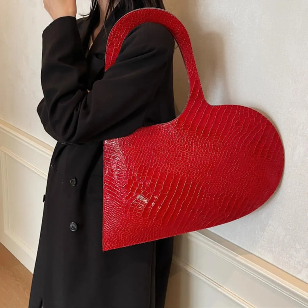 Red Shoulder Bag Cute Purses Heart Shoulder Bag Valentine Purses Y2k Designer Shoulder Bag