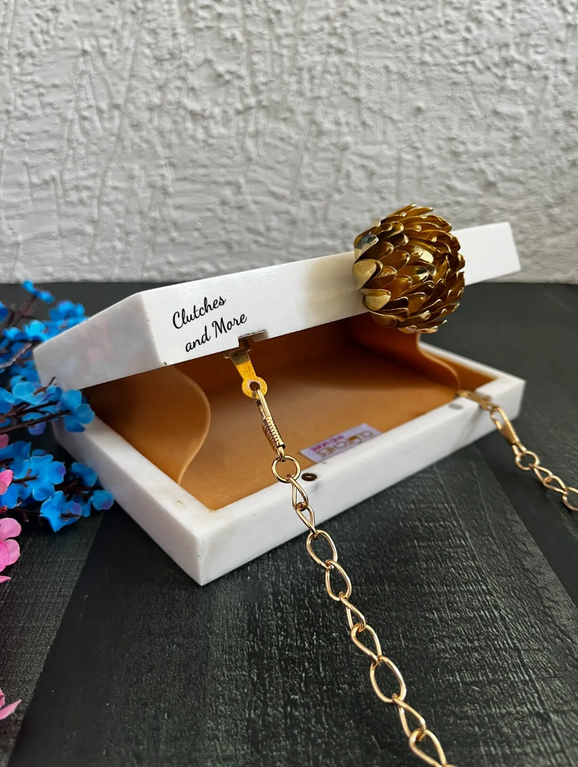 Resin stone studded clutch