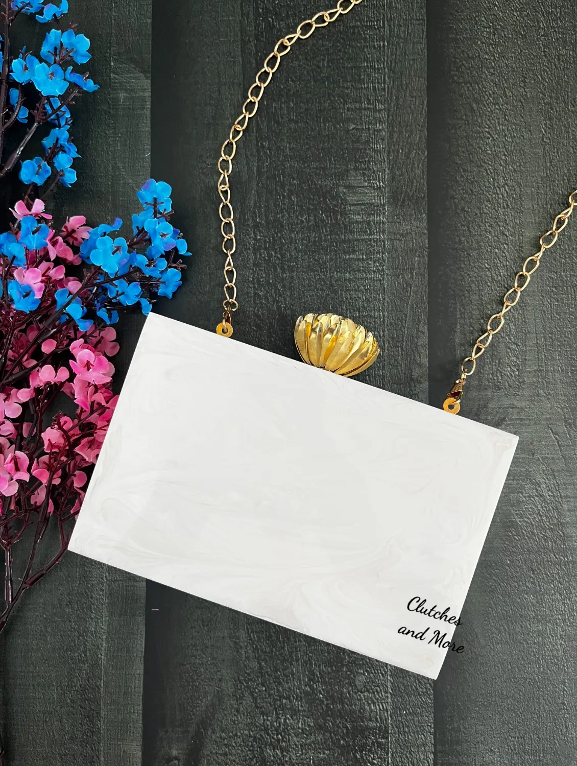 Resin stone studded clutch