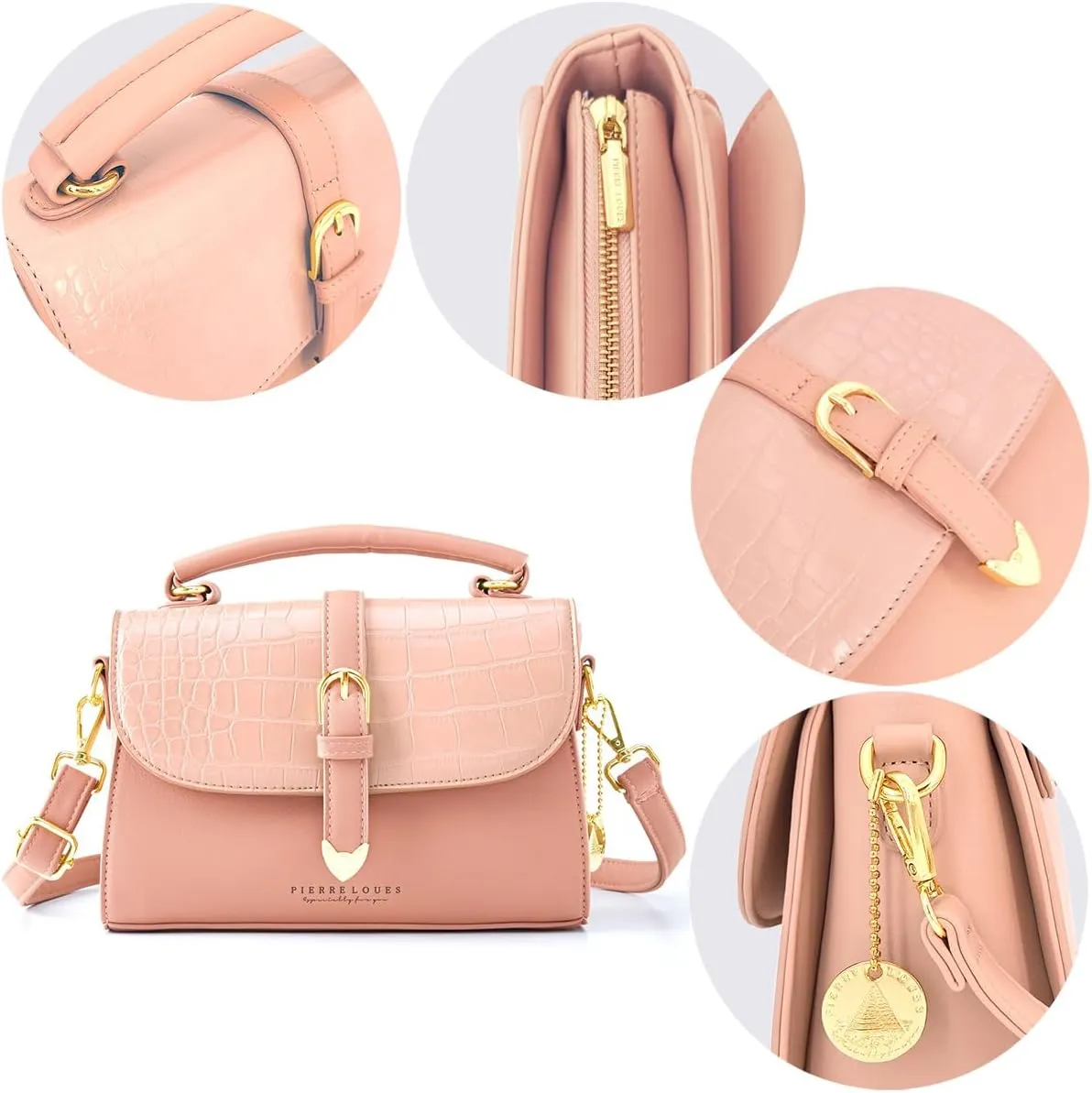 Retro Satchel Crossbody Handbags for Women, Trendy Crocodile Designer Leather Flap Top Handle Purses Shoulder Bag