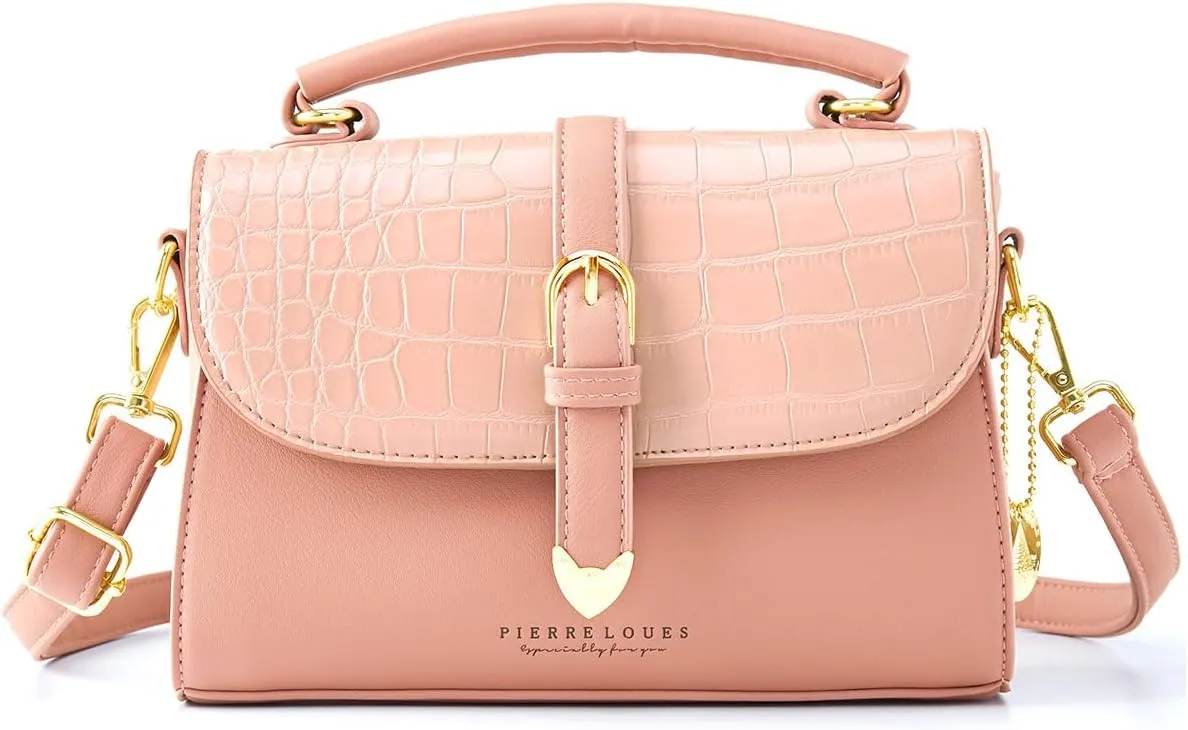 Retro Satchel Crossbody Handbags for Women, Trendy Crocodile Designer Leather Flap Top Handle Purses Shoulder Bag