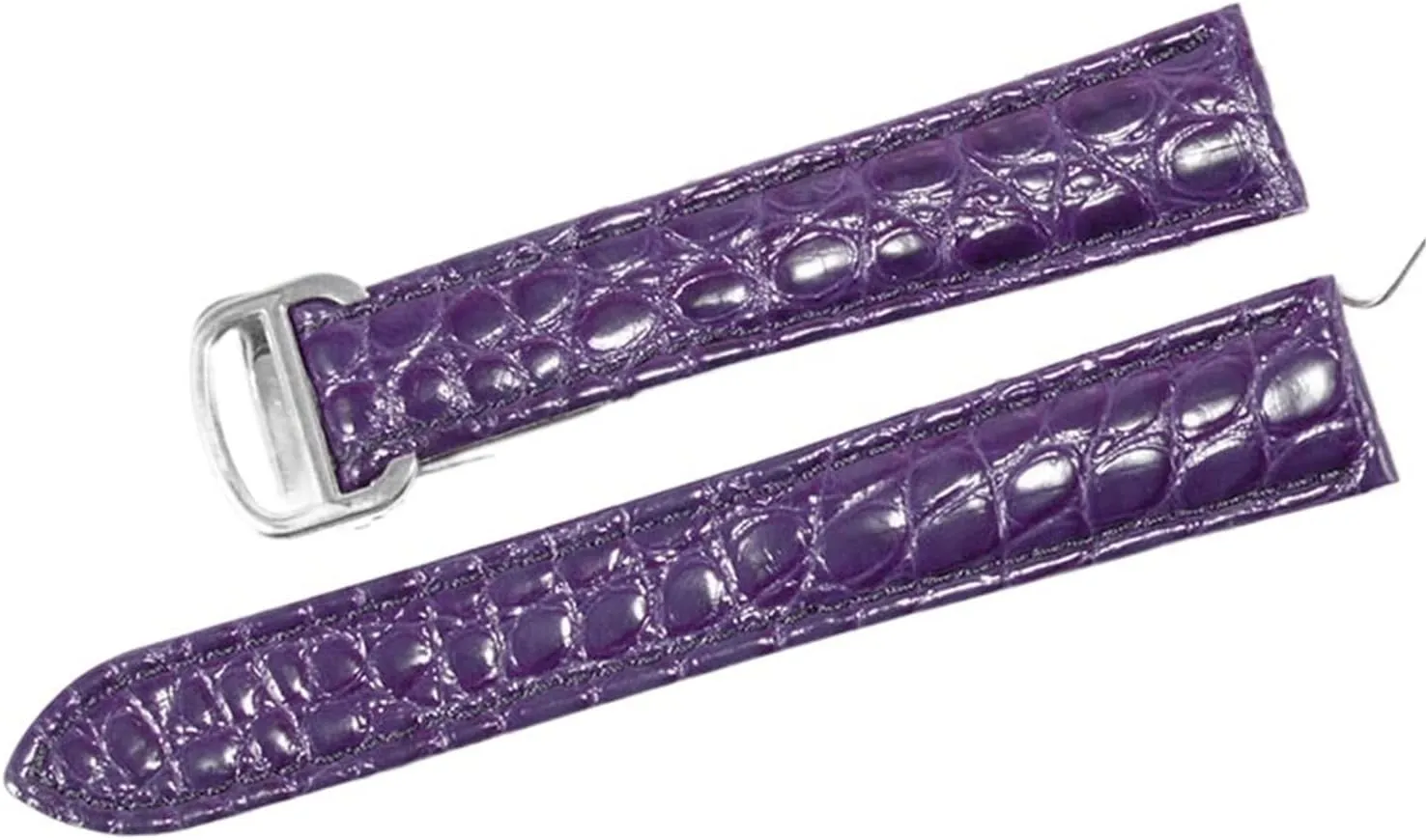 RHAIYAN Watch Accessories Crocodile Leather Watch Band with Stainless Steel Folding Buckle Compatible with Cartier Tank Solo Series Strap Specific (Color : Purple, Size : 18MM_Silver Buckle)
