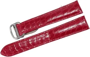 RHAIYAN Watch Accessories Crocodile Leather Watch Band with Stainless Steel Folding Buckle Compatible with Cartier Tank Solo Series Strap Specific (Color : Red, Size : 23MM_Silver Buckle)