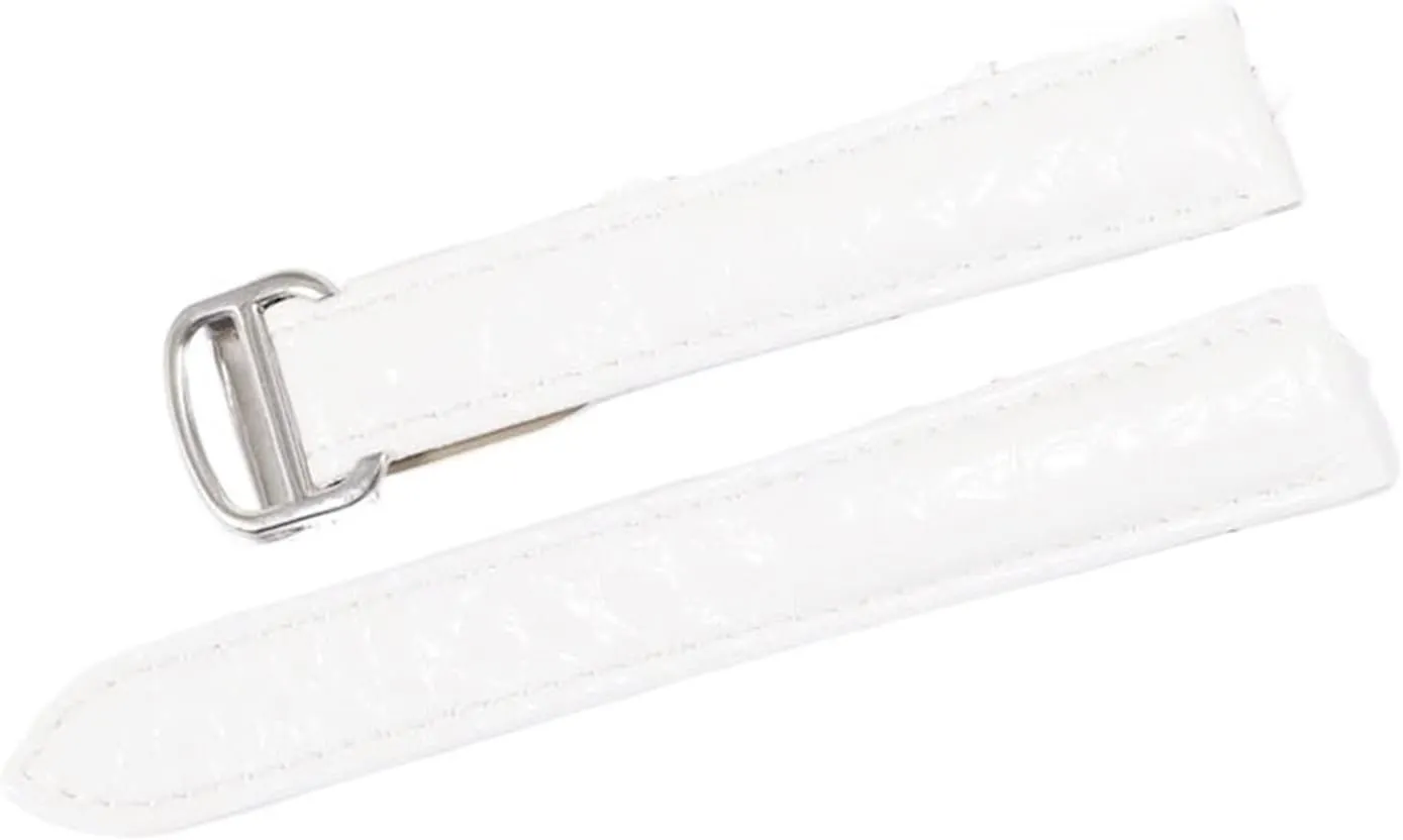 RHAIYAN Watch Accessories Crocodile Leather Watch Band with Stainless Steel Folding Buckle Compatible with Cartier Tank Solo Series Strap Specific (Color : White, Size : 22MM_Gold Buckle)