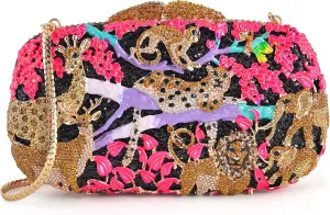 Rhinestone Crystal Evening Clutch Bag Animal Pattern Designer Purses for Women