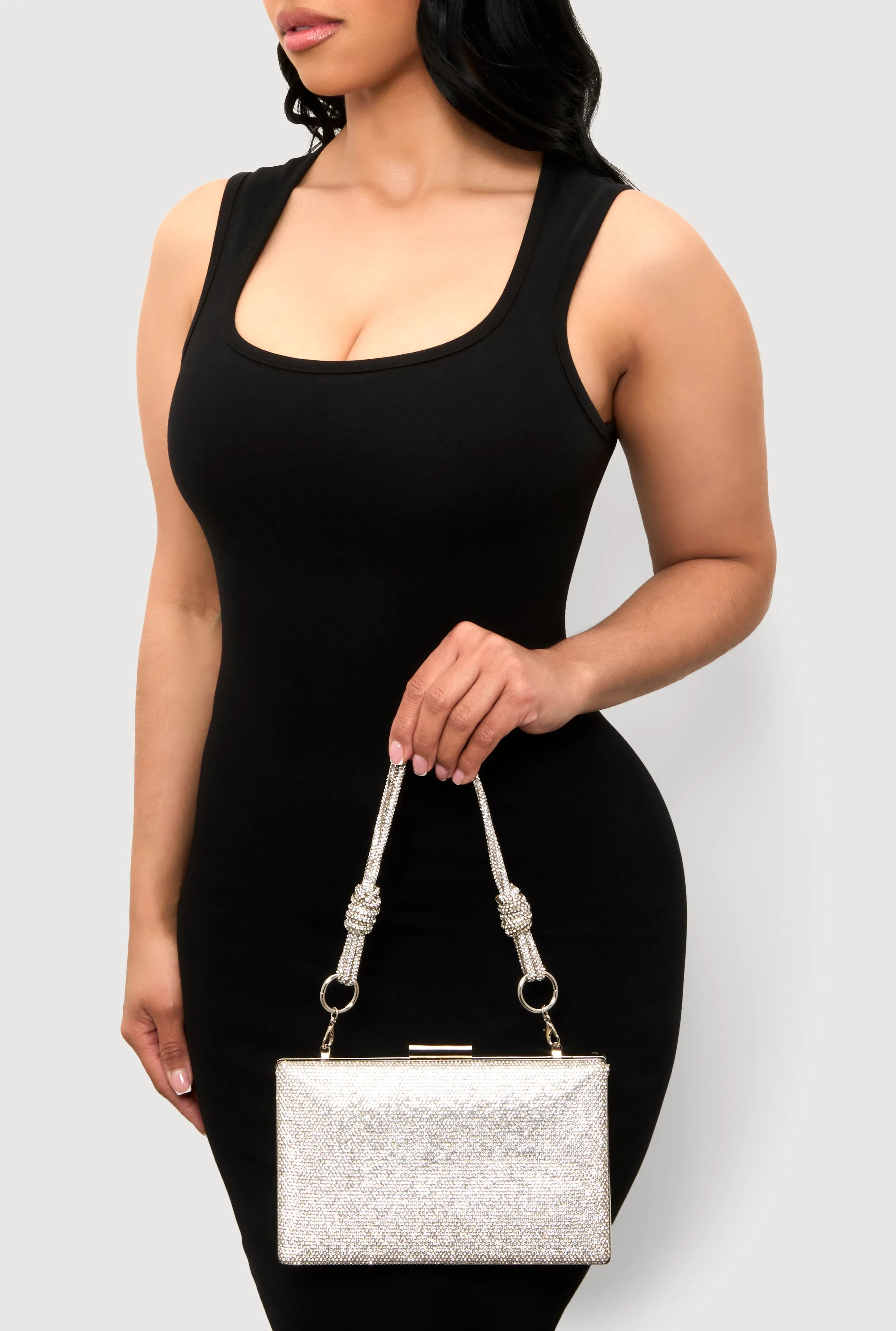 Rhinestone Studded Convertible Strap Crossbody Clutch