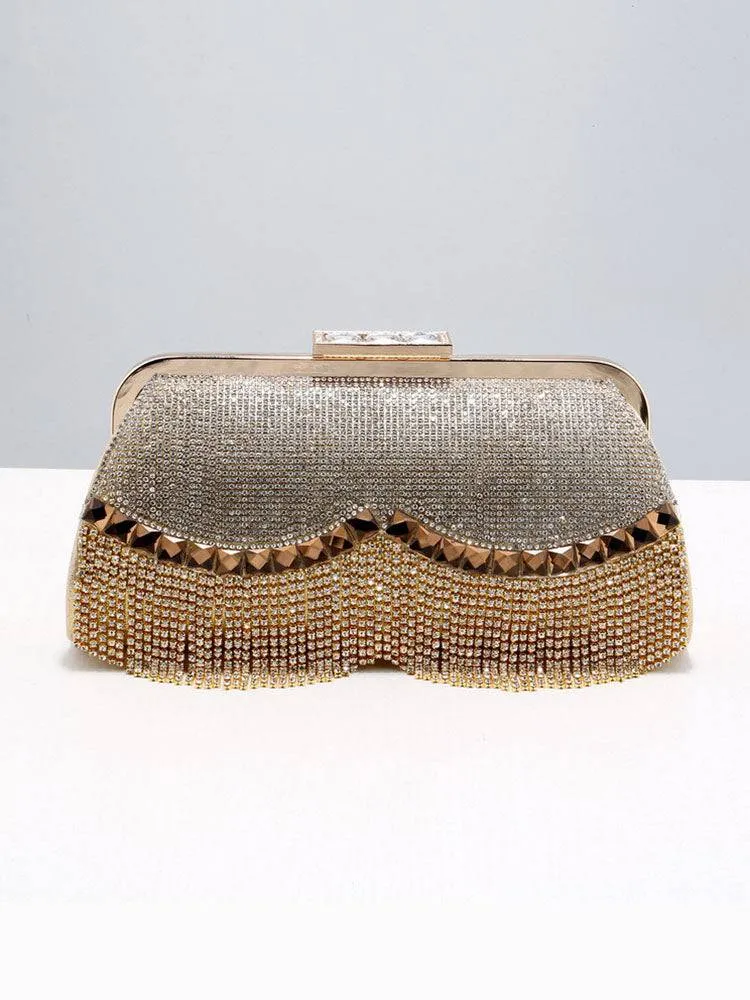 Rhinestone Studded Tassel Clutches