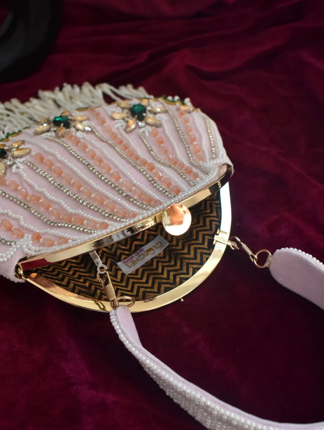 Rimjhim Stone Studded Pink batua bag