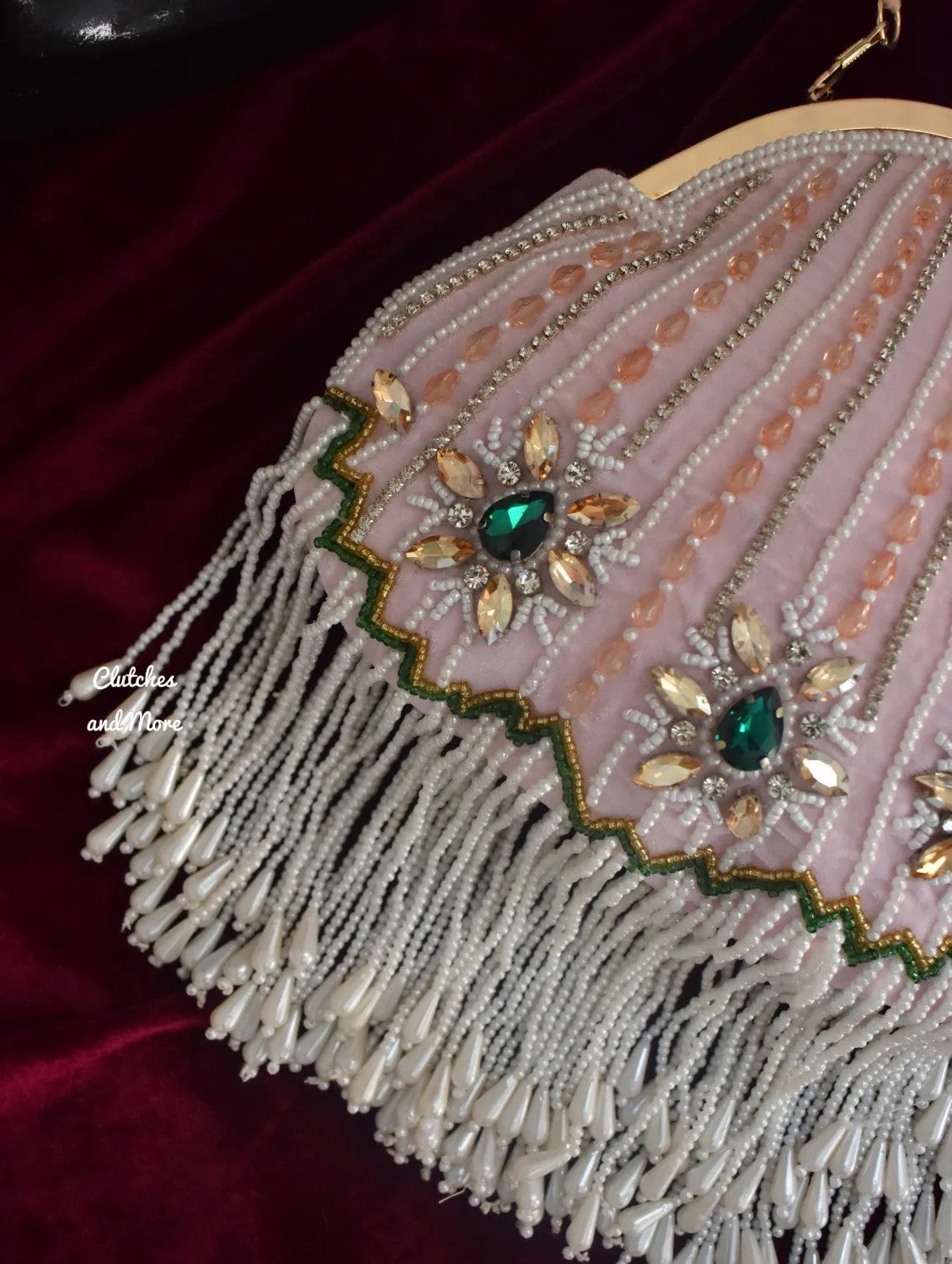 Rimjhim Stone Studded Pink batua bag