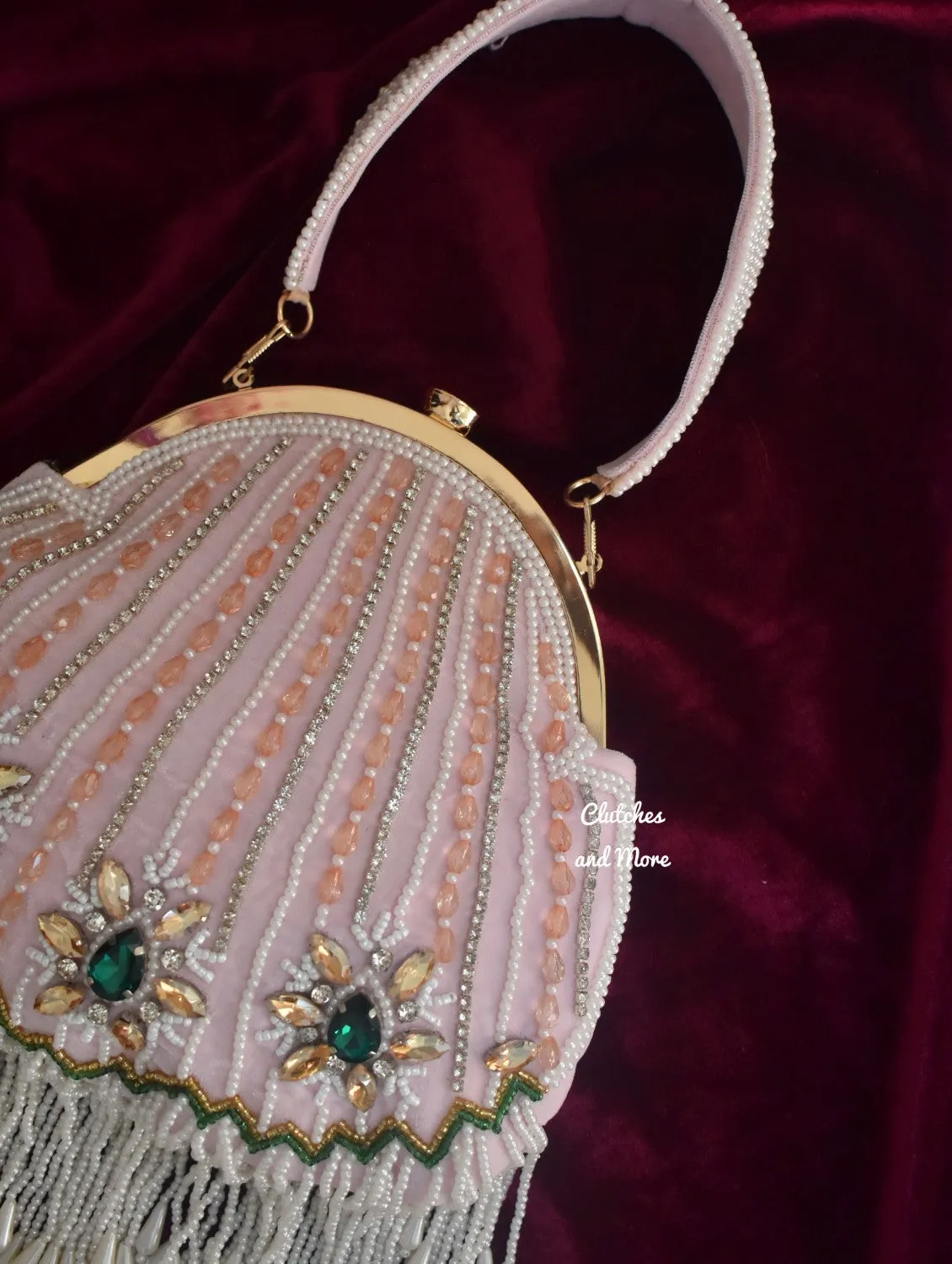 Rimjhim Stone Studded Pink batua bag