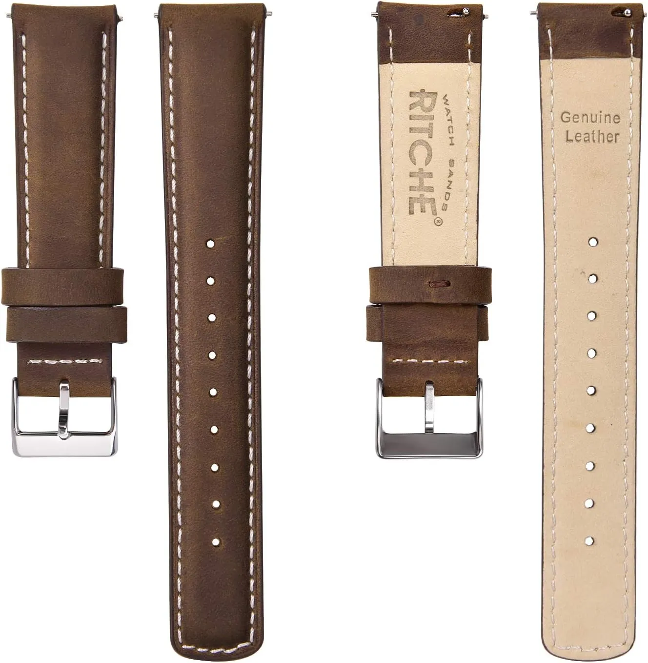 Ritche Christmas Gift Quick Release Leather Watch Bands Genuine Watch Straps for Men Women Top Grain Leather Watch Strap, White Elephant Gifts, Stocking Stuffers for Men, Father's Day gifts
