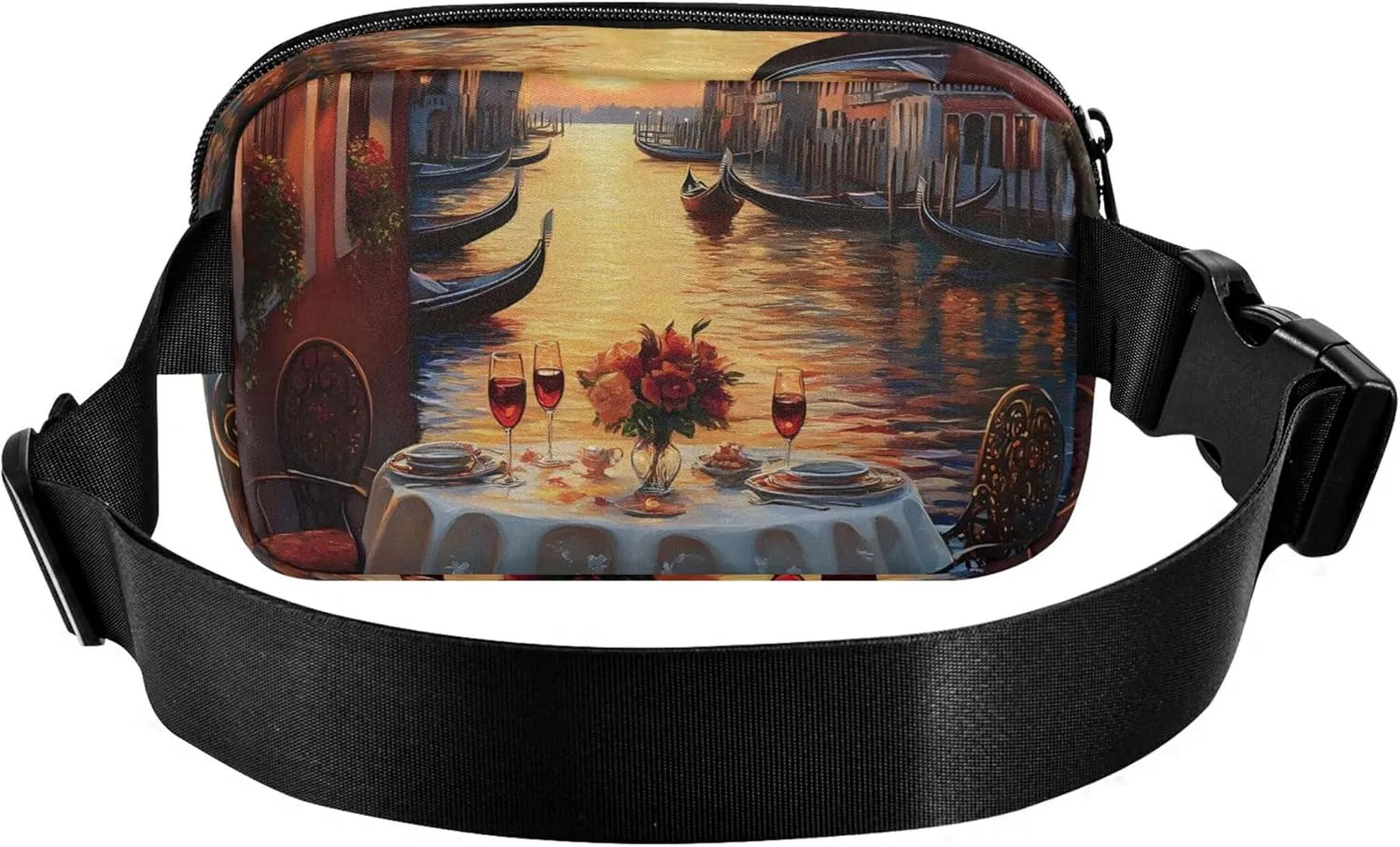 Romantic Venice Painting Fanny Packs Women Waterproof Anti Theft Belt Bag Bright Colored Crossbody Waist Bag