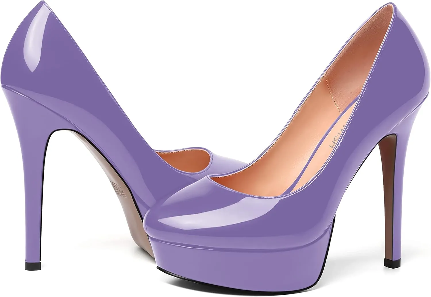 ROSERWISH Womens Round Toe Slip On Platform Patent Sexy Evening Party Stiletto High Heel Pumps Dress Shoes 5 Inch