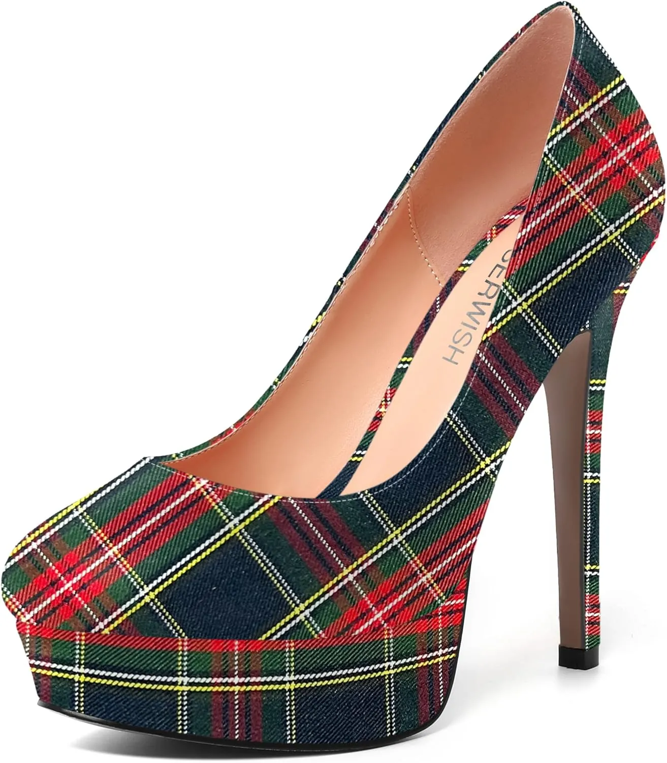 ROSERWISH Womens Round Toe Slip On Platform Patent Sexy Evening Party Stiletto High Heel Pumps Dress Shoes 5 Inch