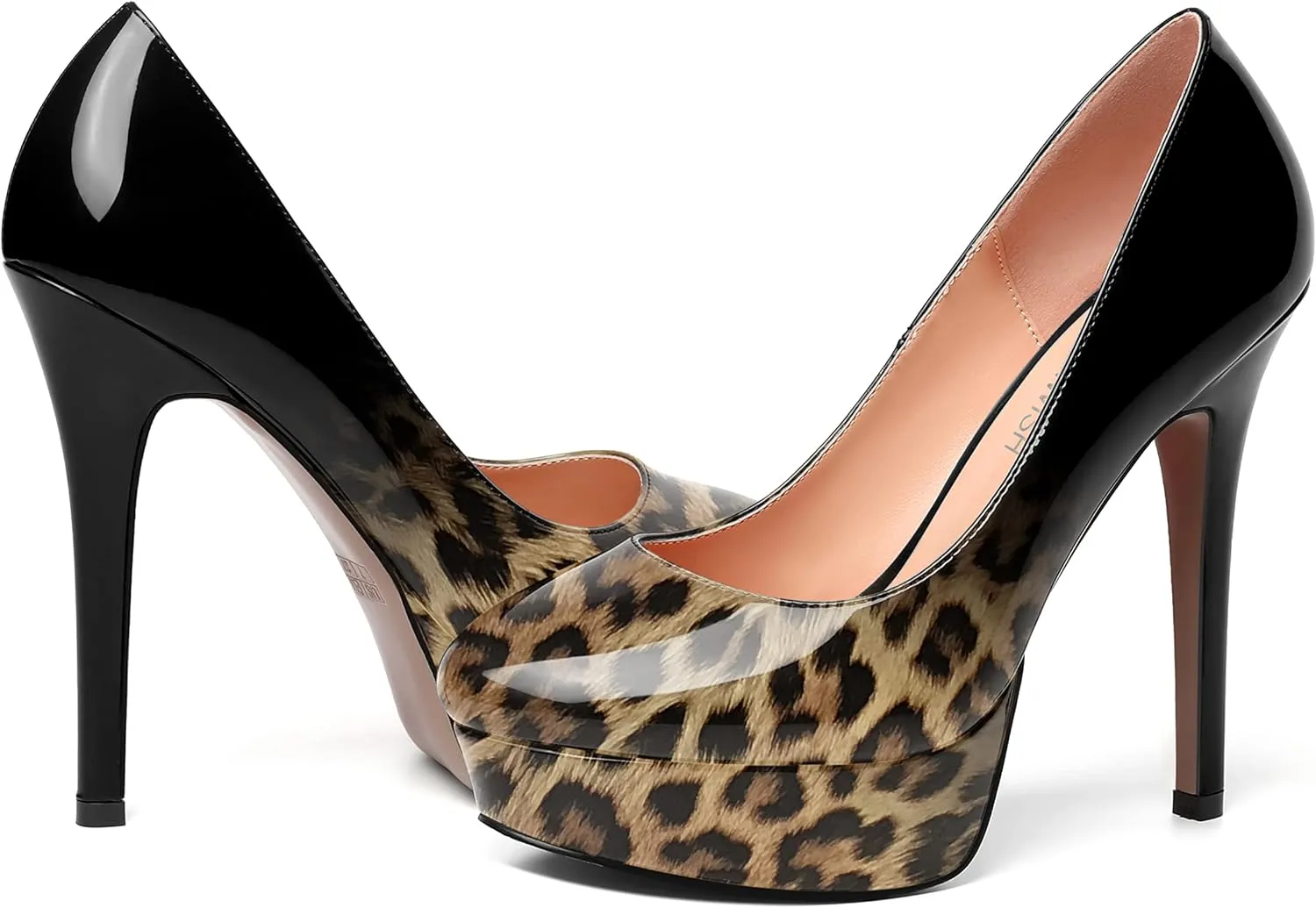 ROSERWISH Womens Round Toe Slip On Platform Patent Sexy Evening Party Stiletto High Heel Pumps Dress Shoes 5 Inch