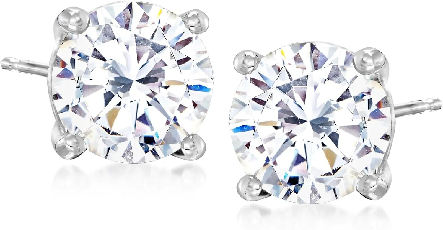 Ross-Simons Round CZ Stud Earrings in 14kt White Gold
