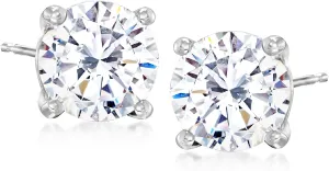 Ross-Simons Round CZ Stud Earrings in 14kt White Gold